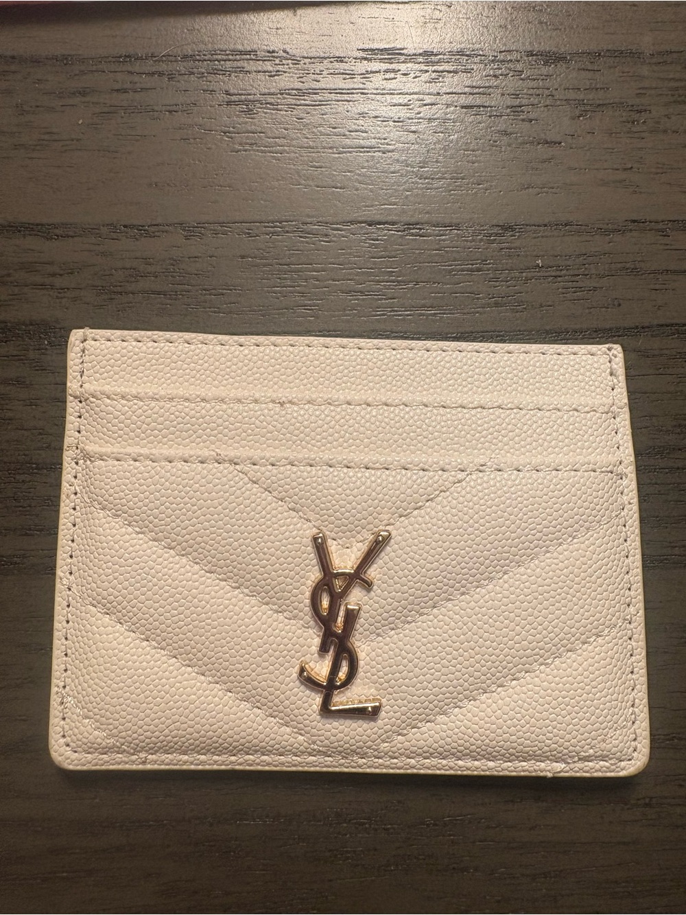 White Quilted Card Holder inspired  with Gold Logo